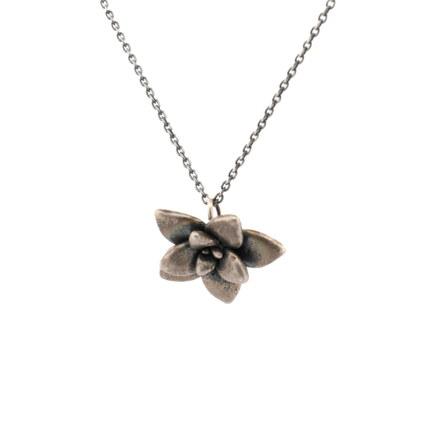 sterling silver medium floral succulent necklace