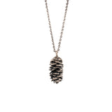 sterling silver large pine cone necklace