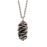 sterling silver large pine cone necklace