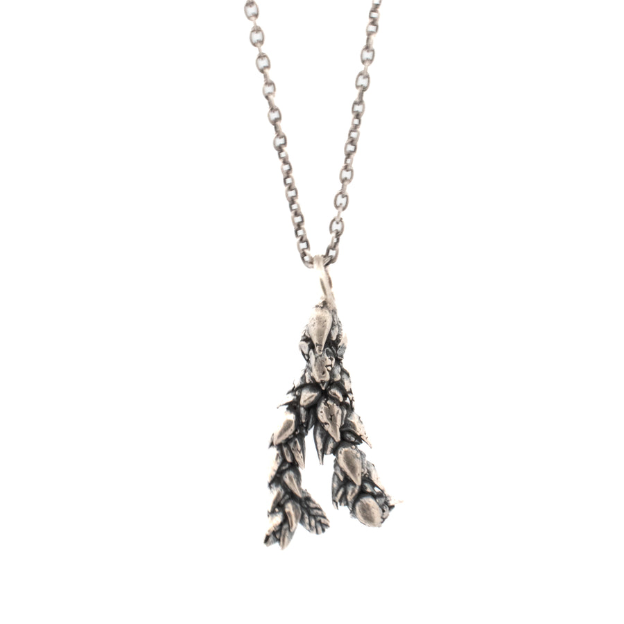 sterling silver small cedar sprig necklace