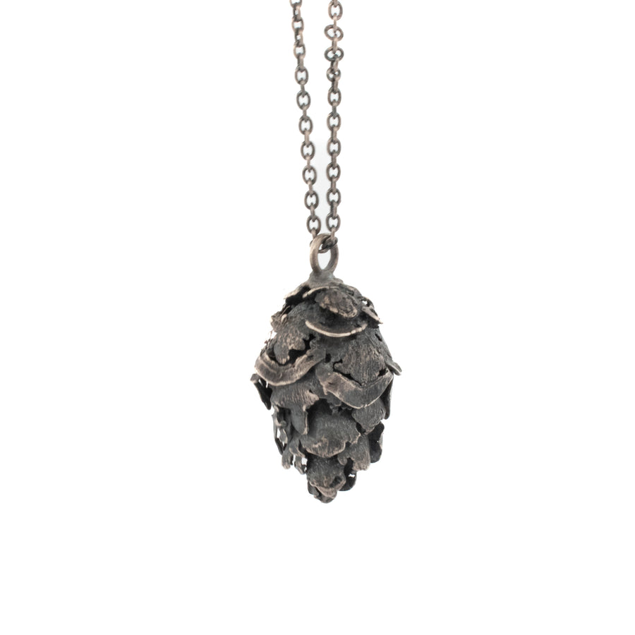 sterling silver hemlock pine cone necklace