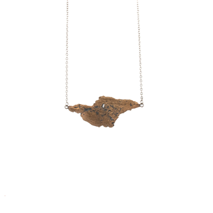 bronze tree bark necklace: horizontal link