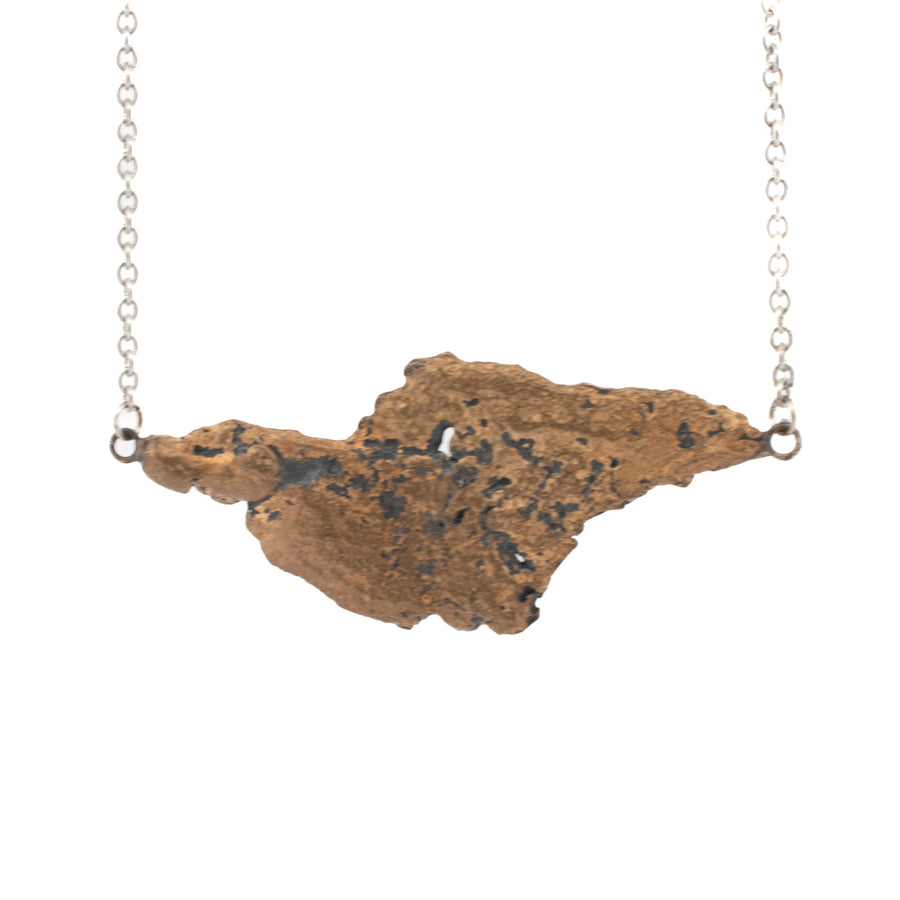 bronze tree bark necklace: horizontal link