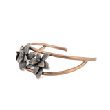 sterling silver echeveria succulents on gold filled cuff bracelet