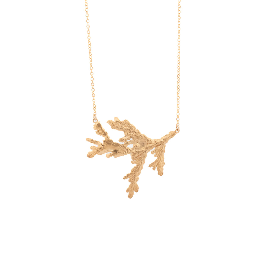 gold vermeil medium cedar sprig statement necklace