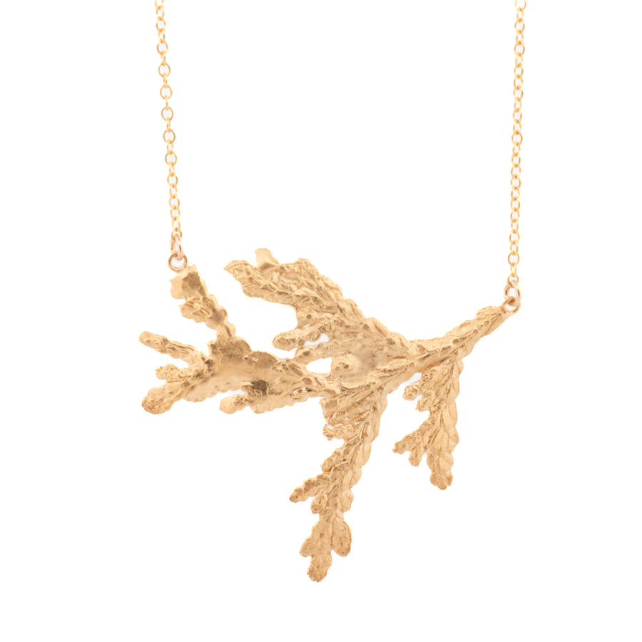 gold vermeil medium cedar sprig statement necklace