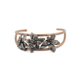 sterling silver echeveria succulents on gold filled cuff bracelet