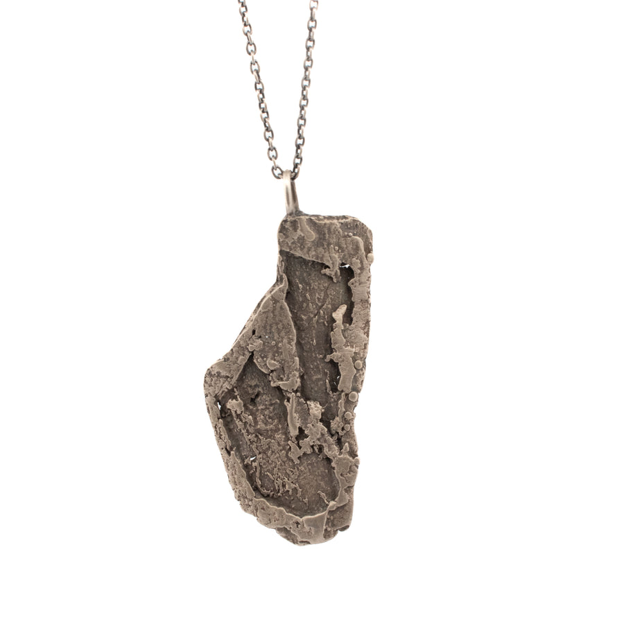 sterling silver vertical tree bark necklace