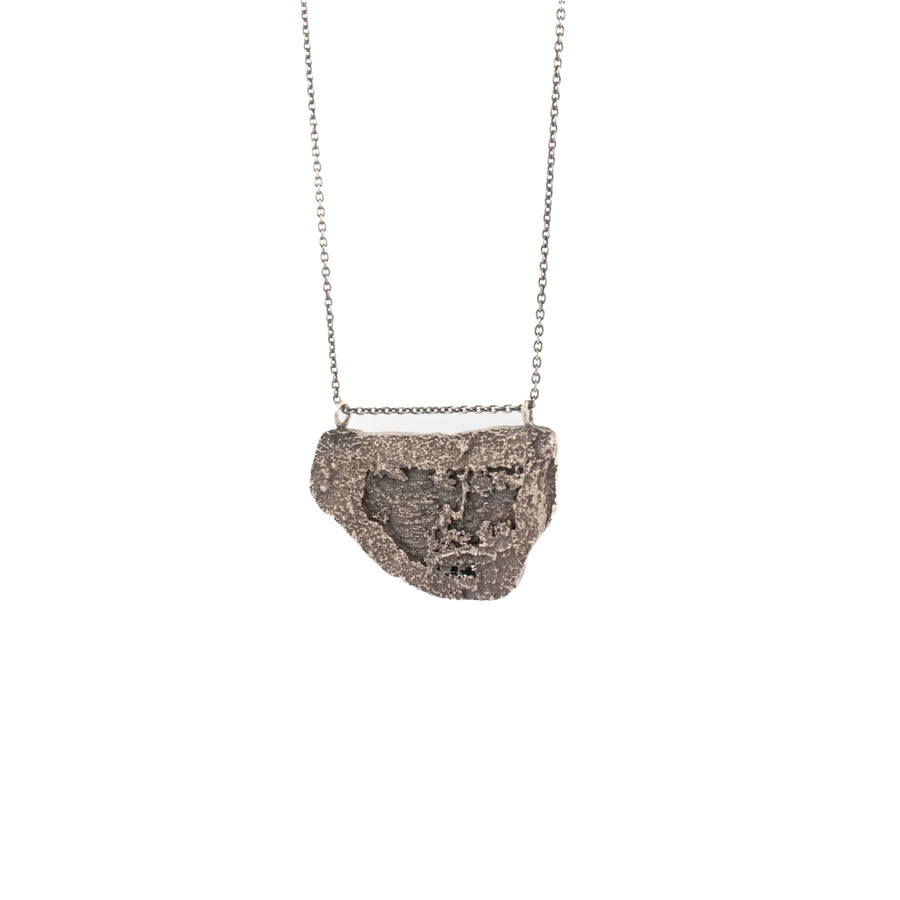 sterling silver tree bark necklace: horizontal focal
