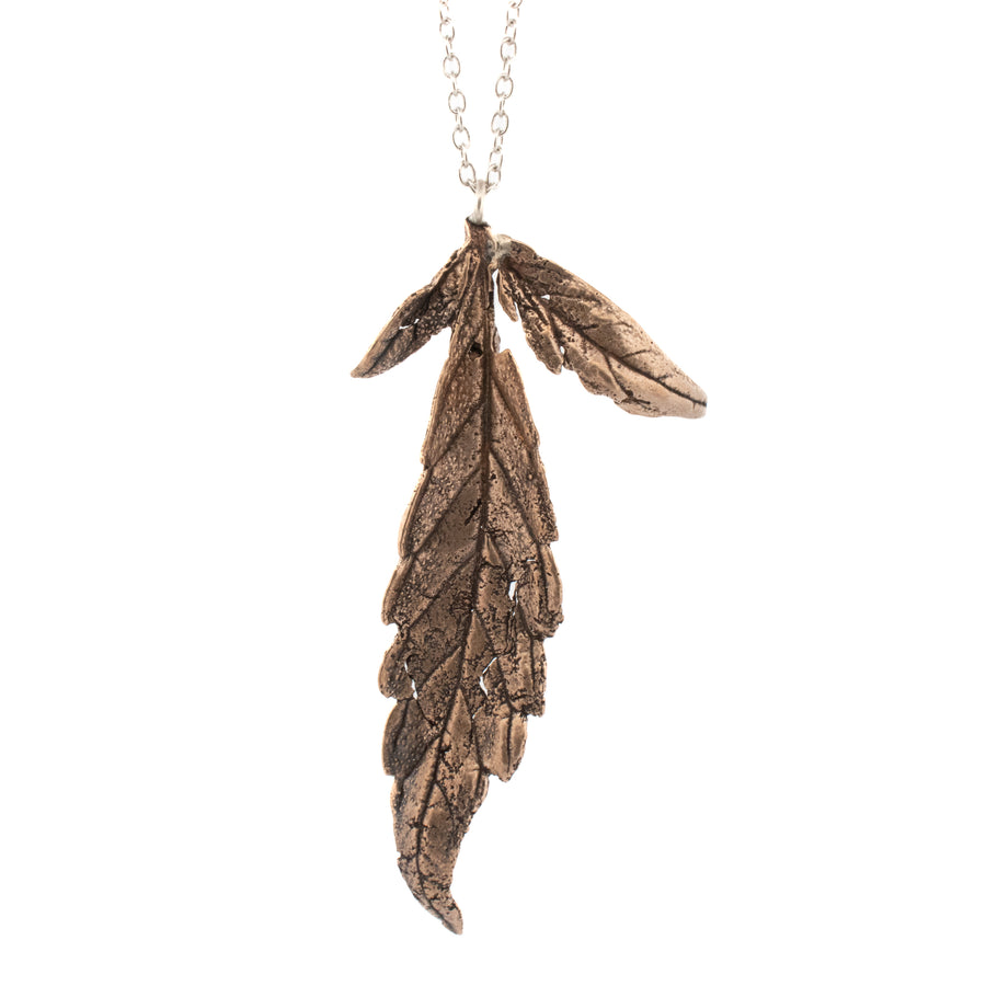 bronze cannabis leaf pendant necklace