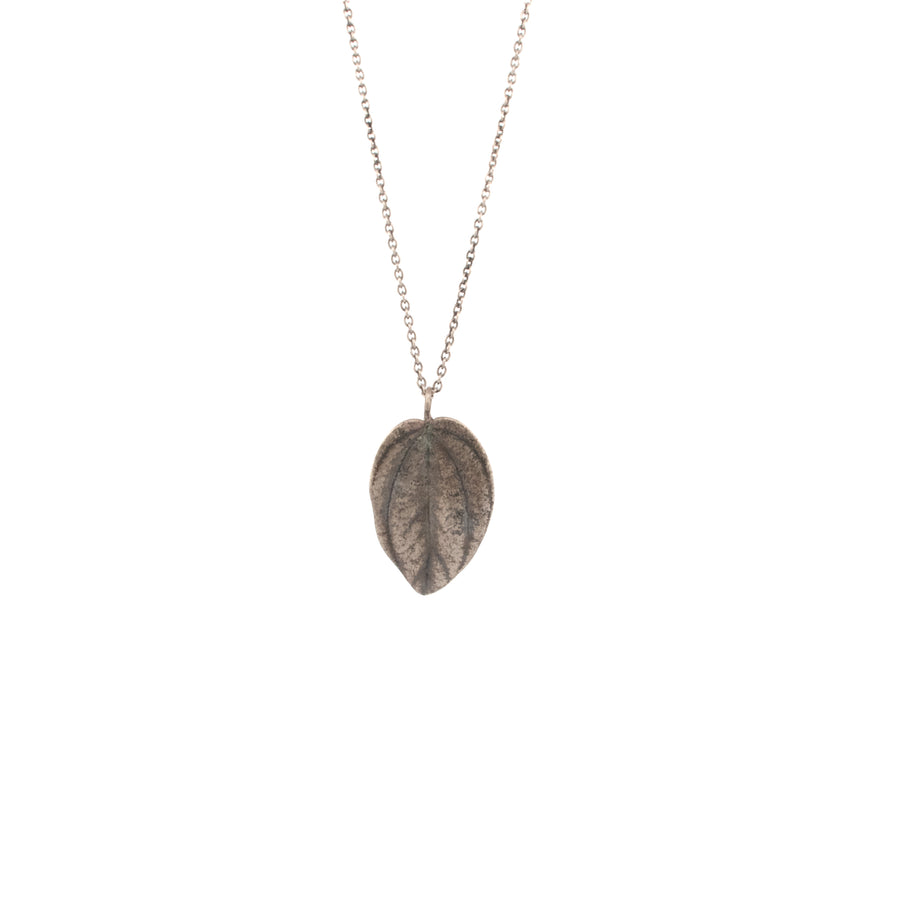 sterling silver small peperomia leaf necklace