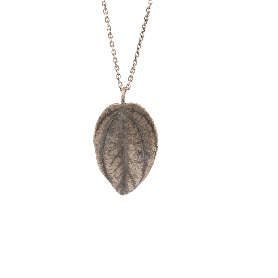 sterling silver small peperomia leaf necklace