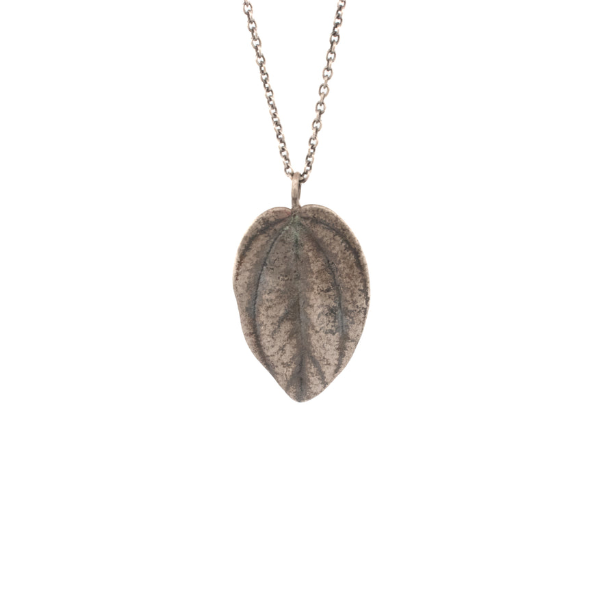 sterling silver small peperomia leaf necklace