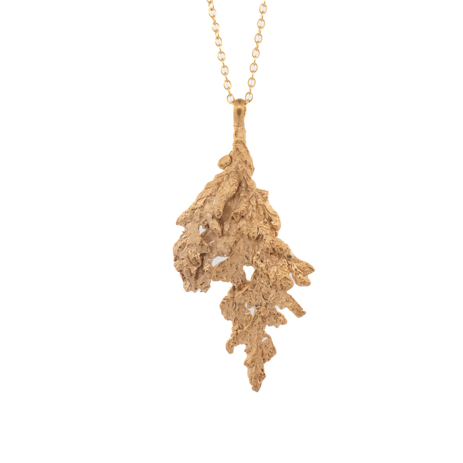 gold vermeil vertical cedar sprig necklace