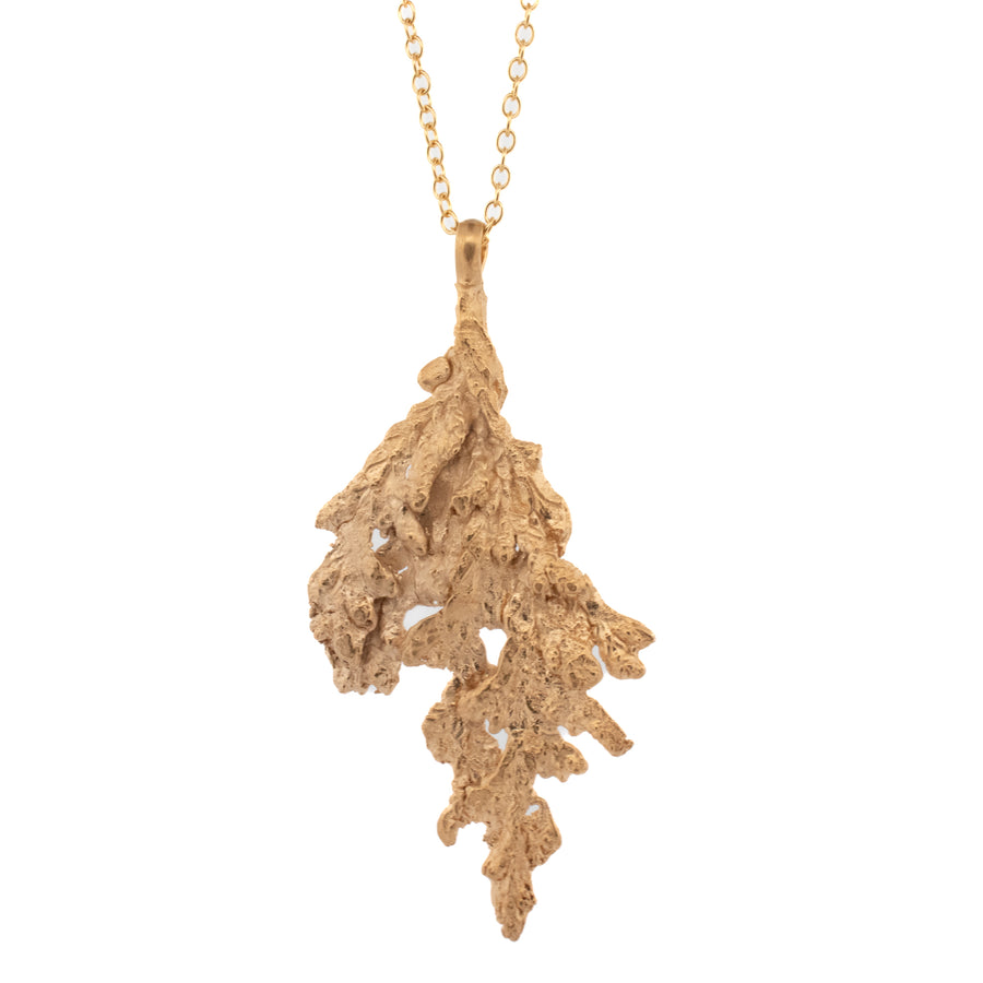 gold vermeil vertical cedar sprig necklace