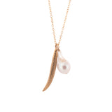 gold vermeil happy bean necklace with flame pearl