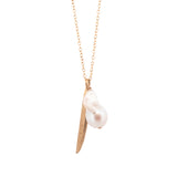 gold vermeil happy bean necklace with flame pearl