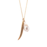 gold vermeil happy bean necklace with flame pearl