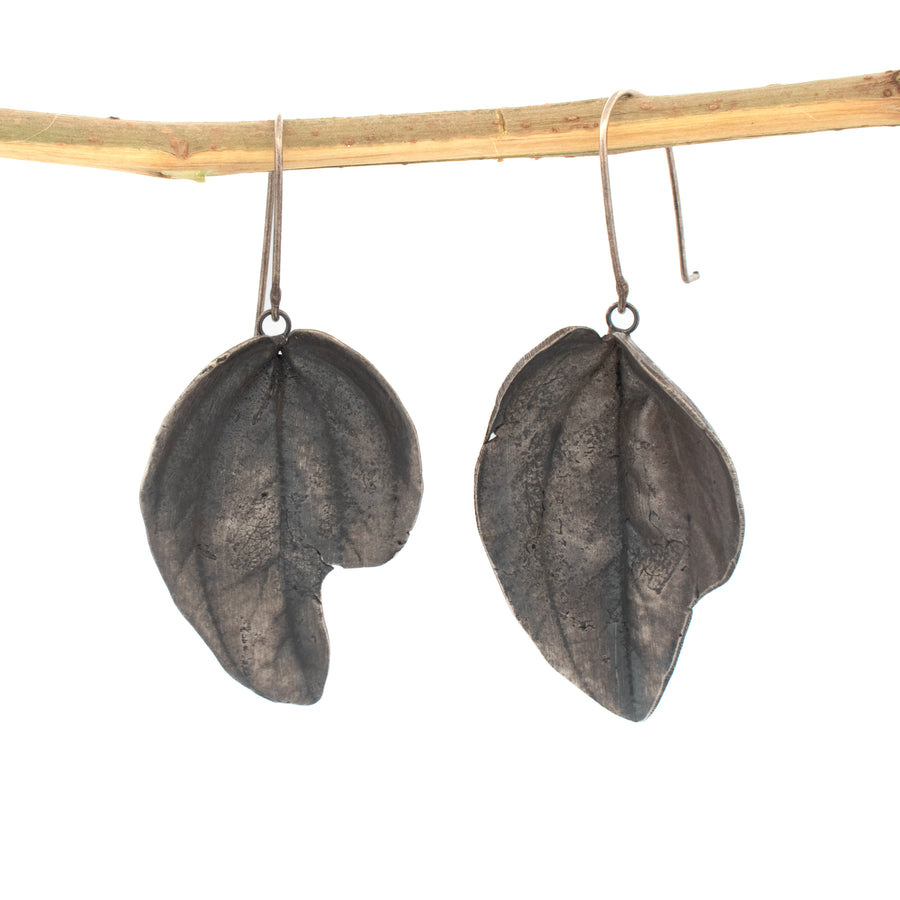sterling silver peperomia leaf earrings
