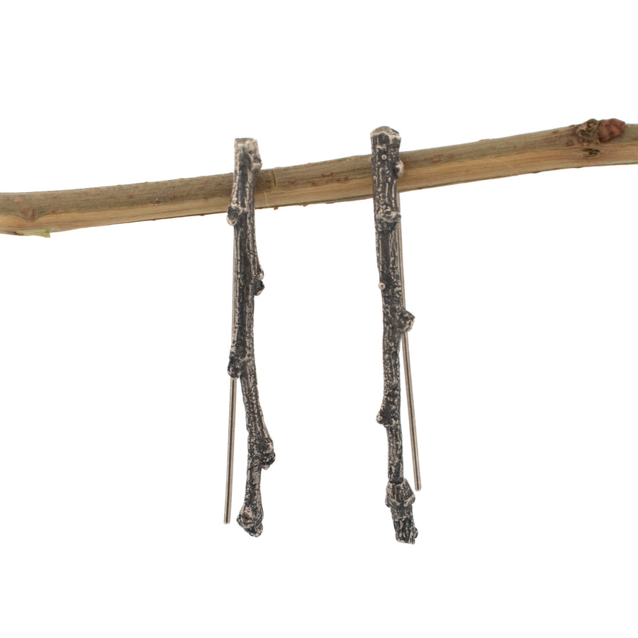 sterling silver medium twig earrings