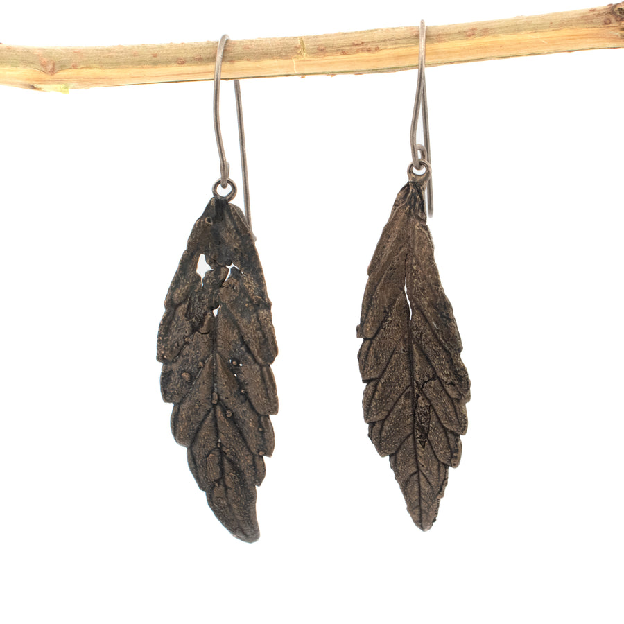 bronze cannabis leaf earrings