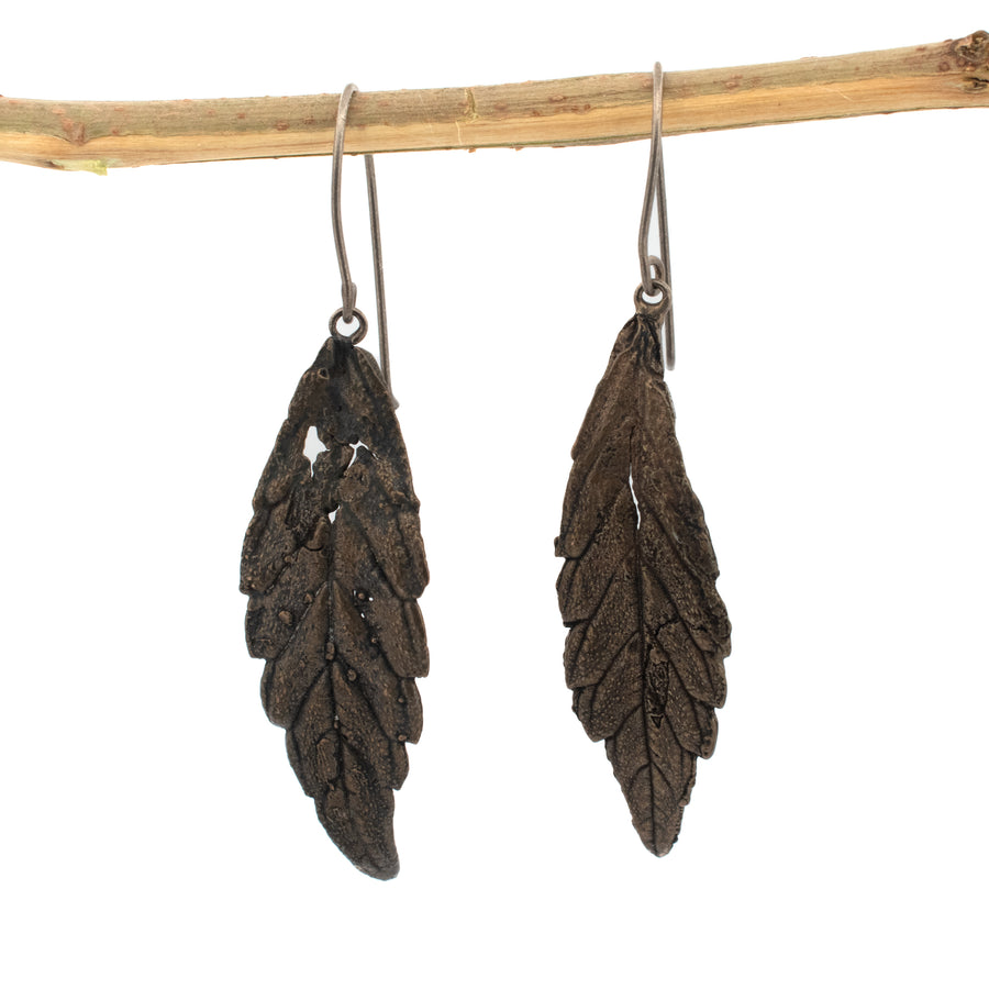 bronze cannabis leaf earrings