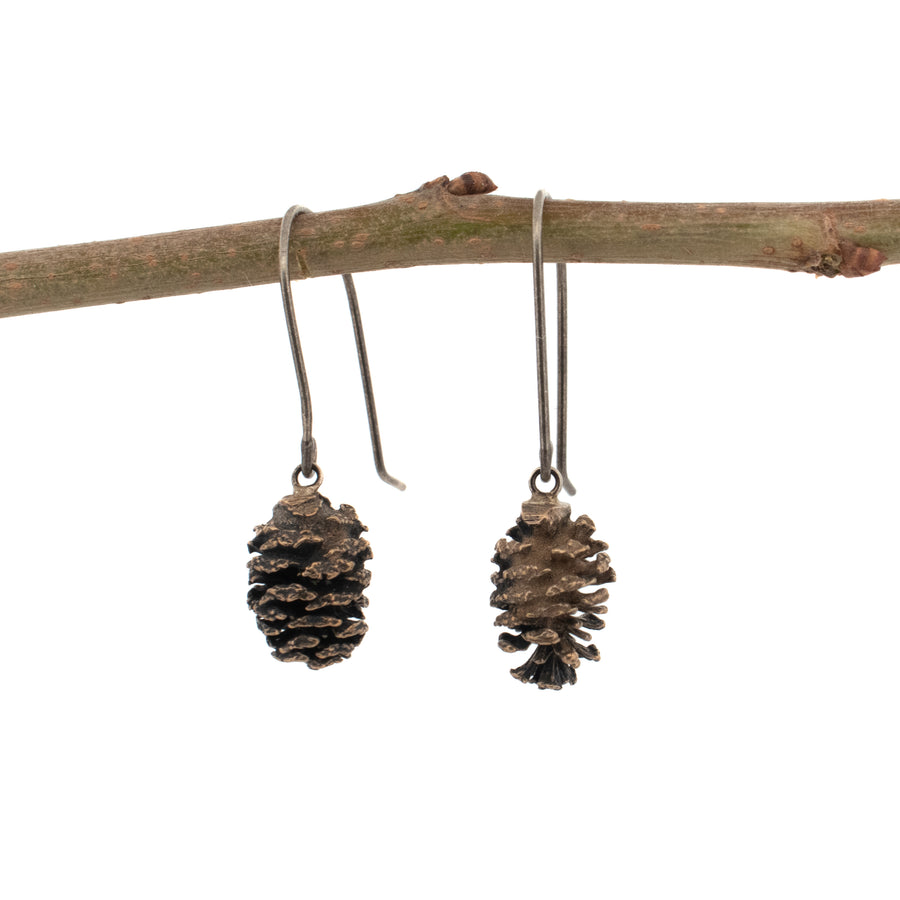 bronze alder catkin cones earrings