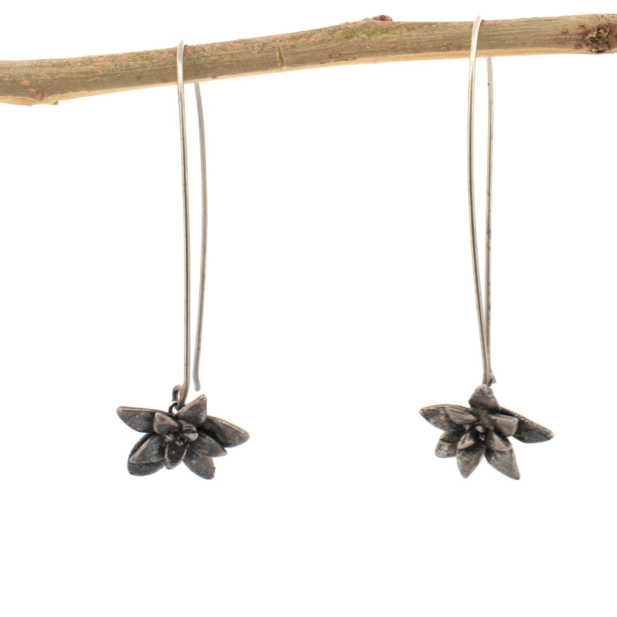 sterling silver succulent wishbone earrings