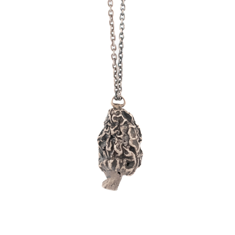 sterling silver morel mushroom necklace 2