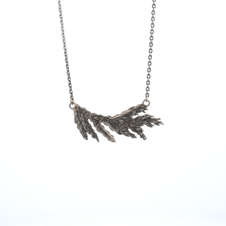 silver cedar sprig necklace