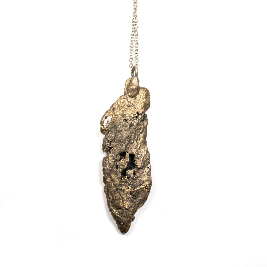 tree bark necklace: vertical pendant
