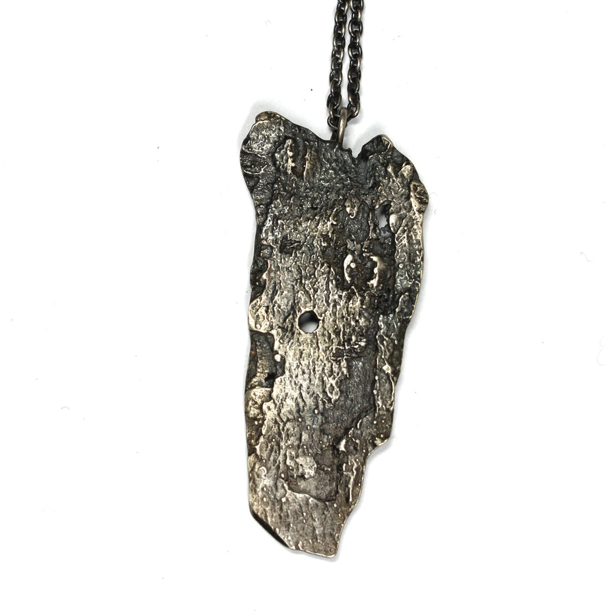 tree bark necklace: vertical pendant
