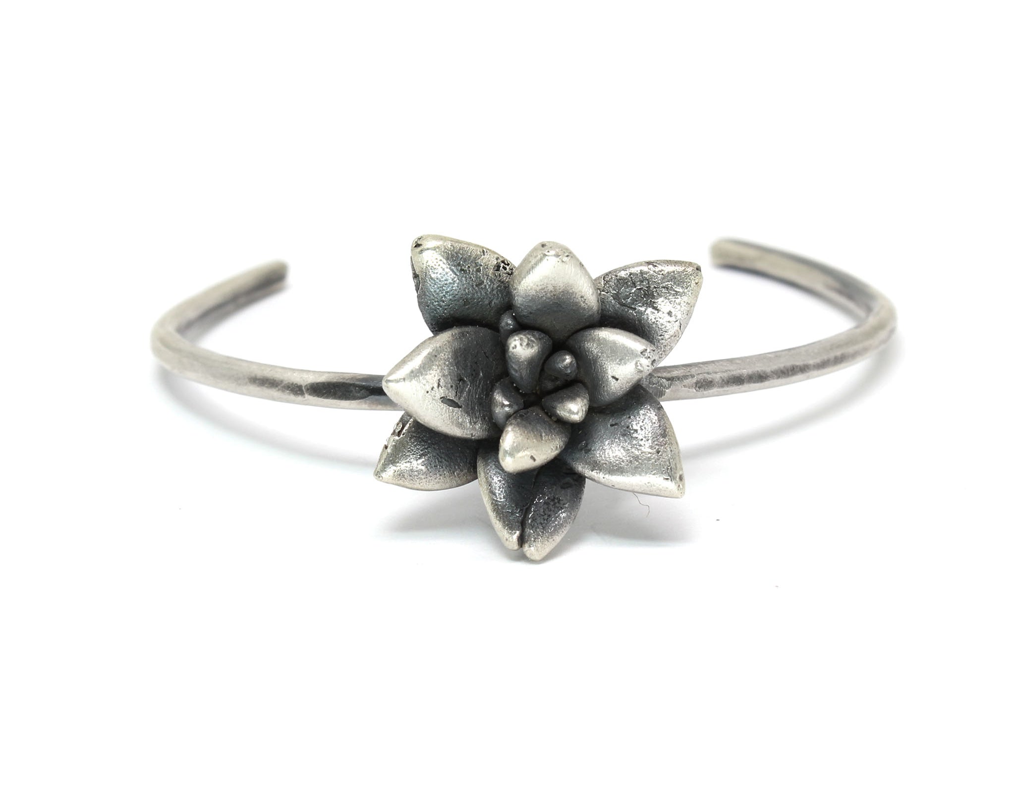 large single floral succulent cuff bracelet