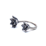 double floral succulent adjustable ring