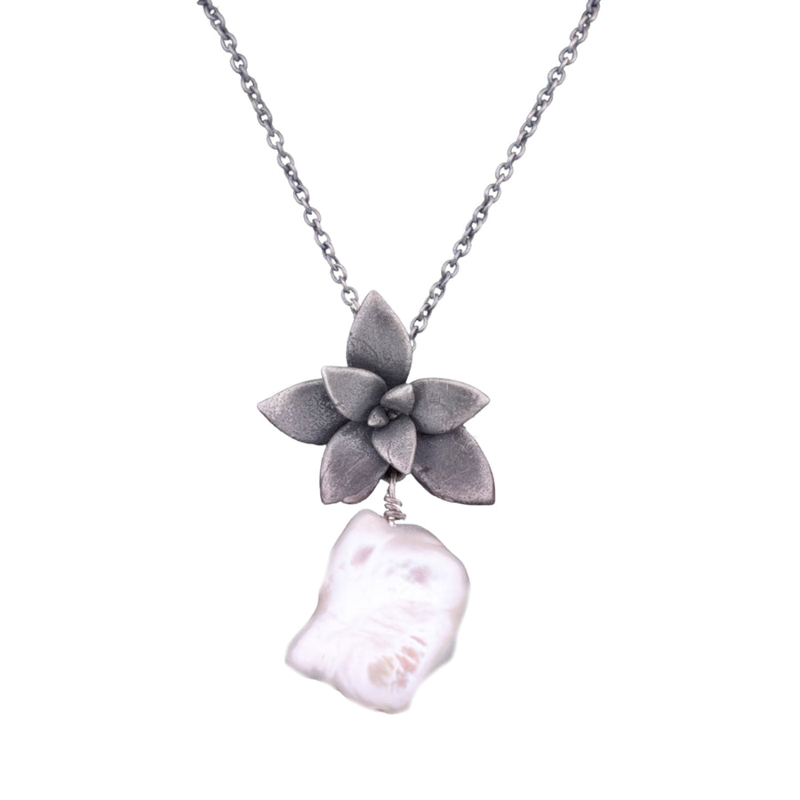 floral succulent necklace : flame pearl