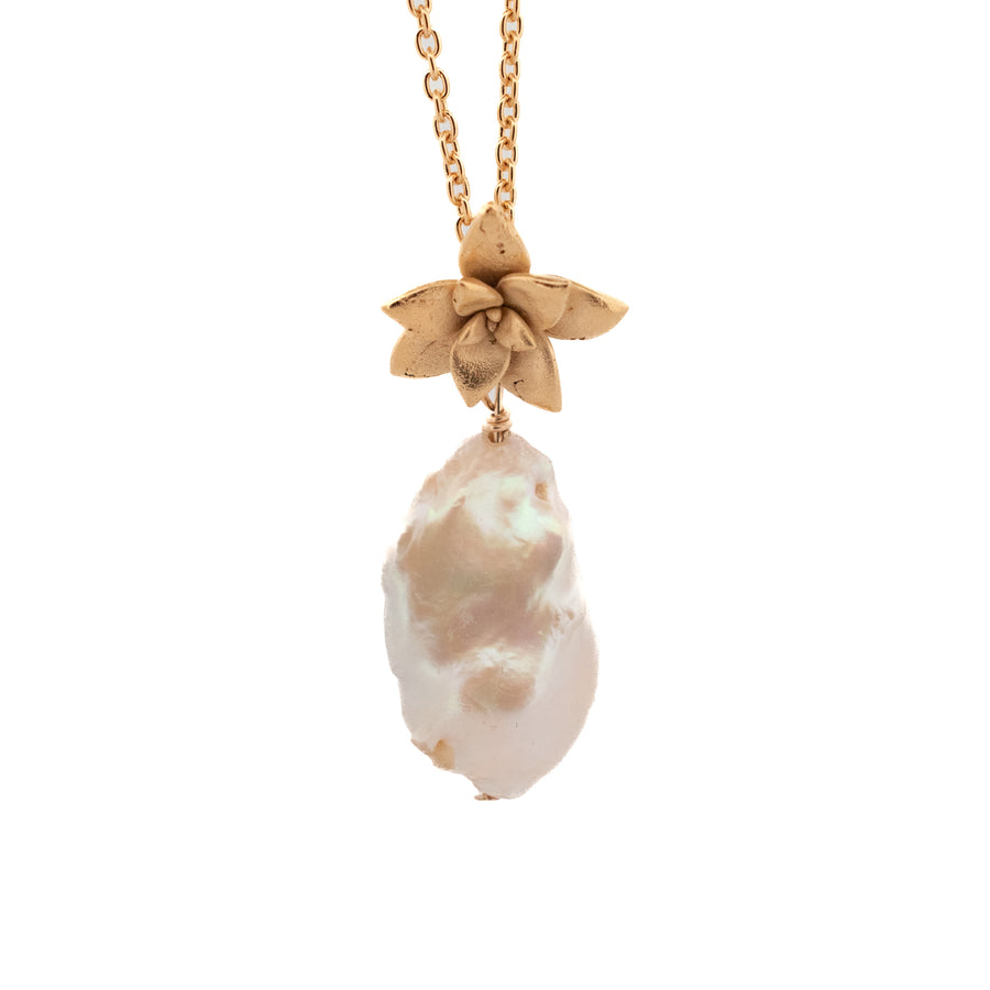 floral succulent necklace : large flame pearl