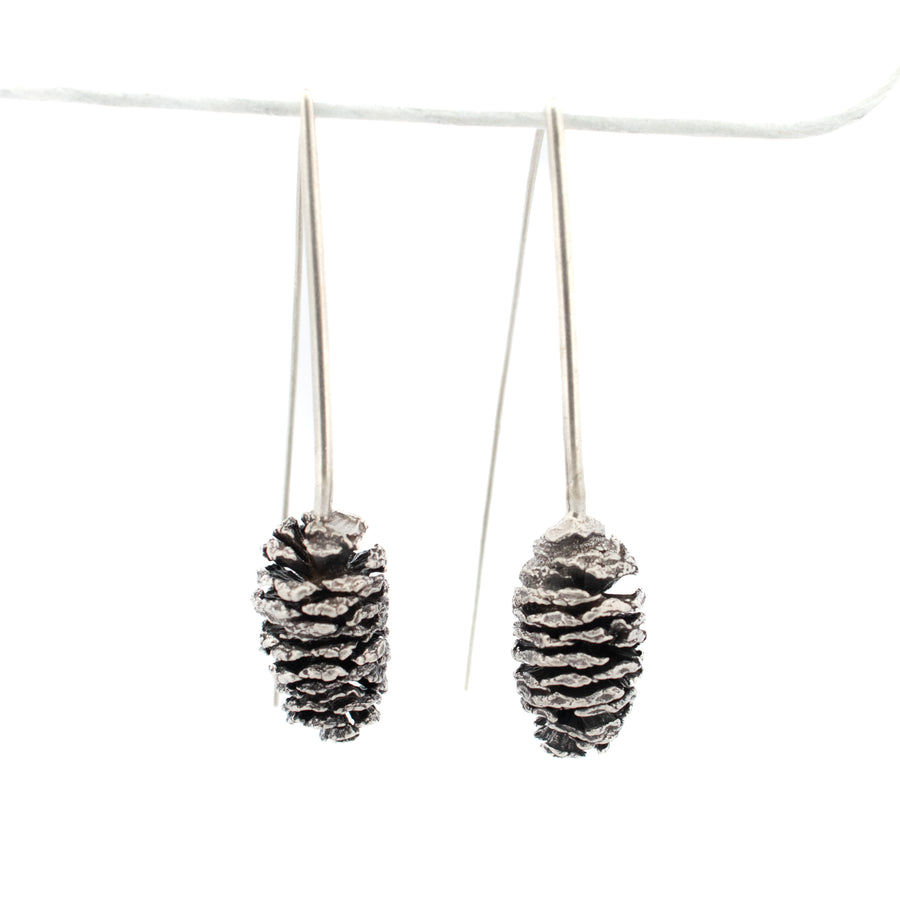 seed wishbone earrings: alder catkin cones