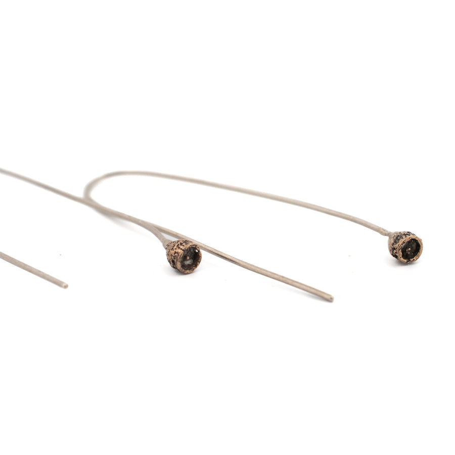 eucalyptus seed pod threader earrings
