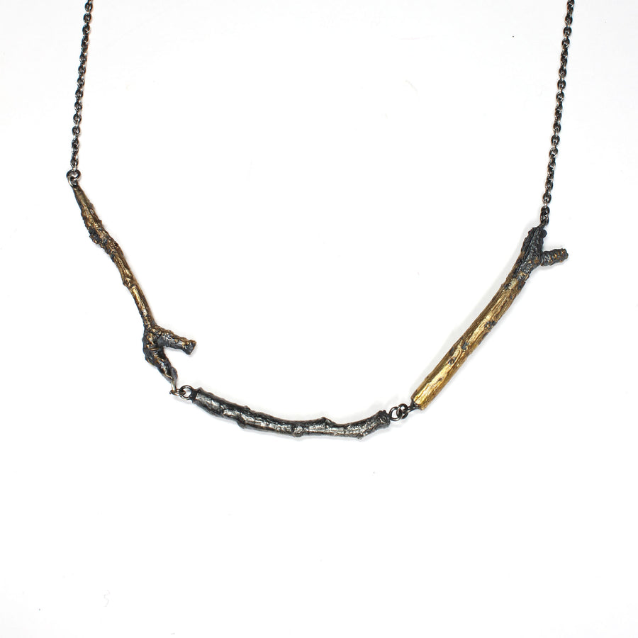 mix metal twig chain necklace