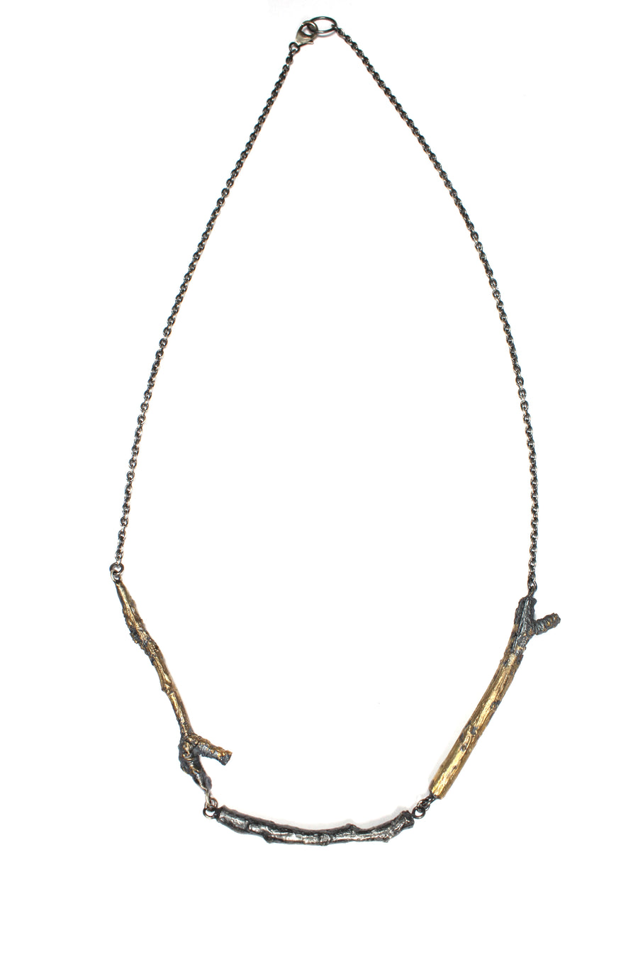 mix metal twig chain necklace