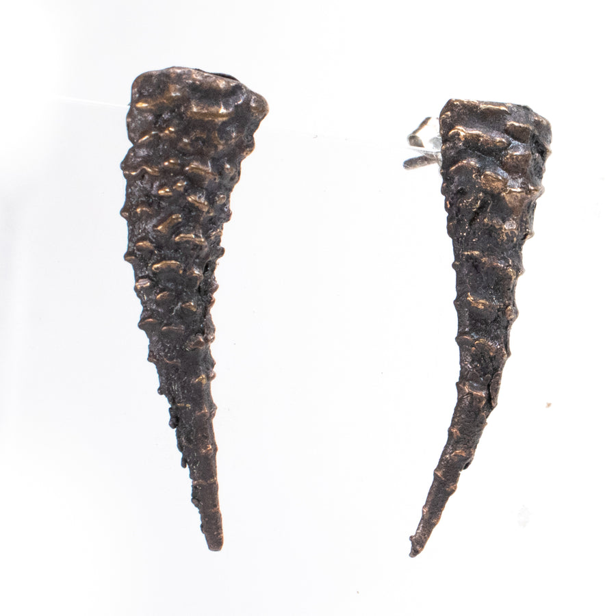 bronze Haworthia succulent dagger post earrings 1