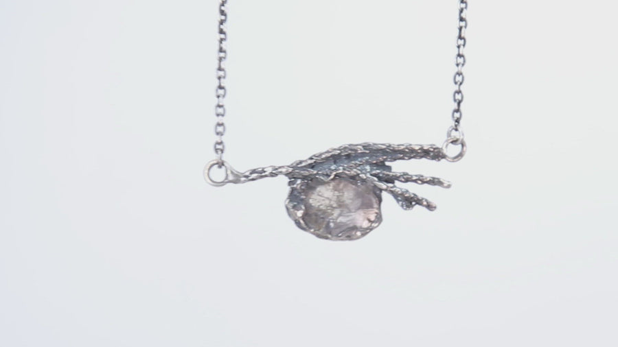 sterling silver cedar sprig necklace with diamond slice