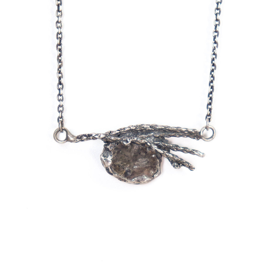 sterling silver cedar sprig necklace with diamond slice