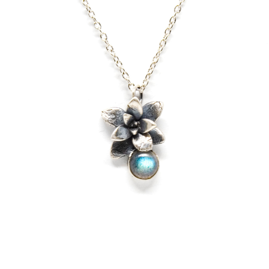 floral succulent stone necklace