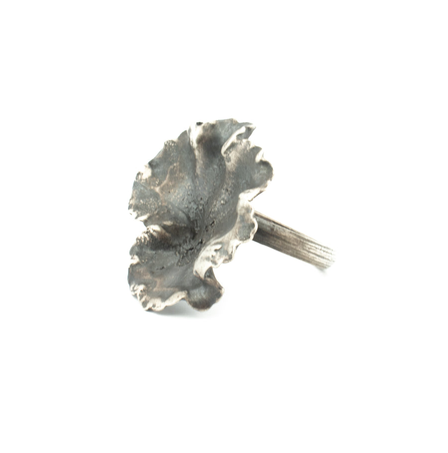 sterling silver geranium leaf ring